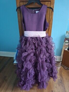 GROWING UP GIRLS 14 PURPLE RUFFLED LAYER TULLE CRINOLINE SKIRT FANCY FORMAL DRES